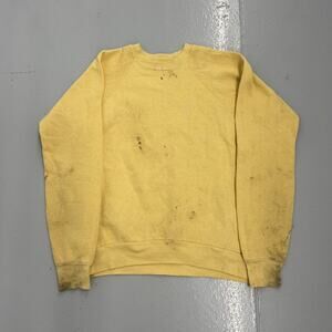 Vintage 70s Yellow Blank Cotton Raglan Sweatshirt